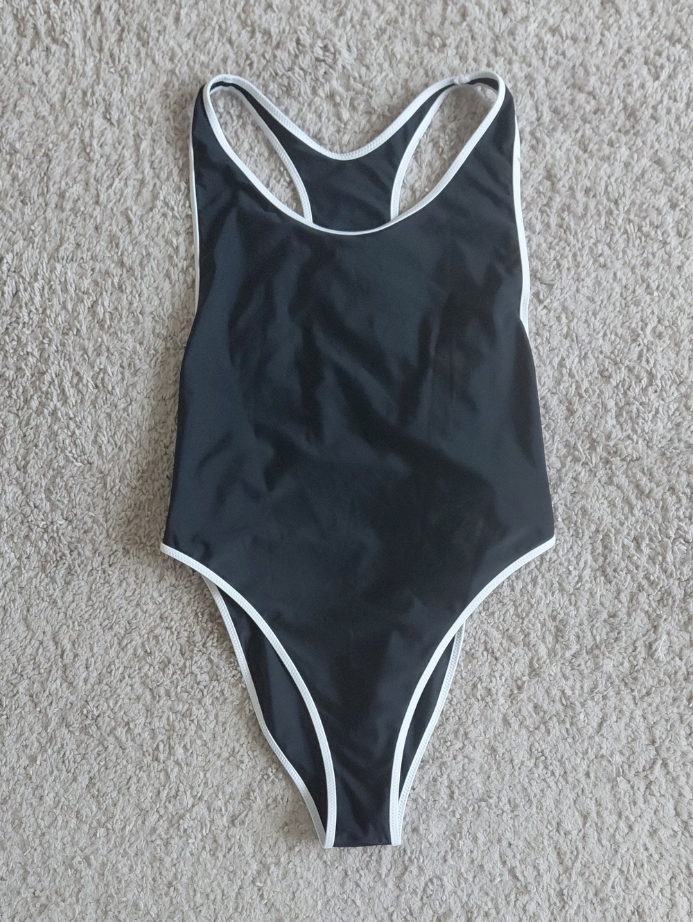 Volcom Black One-Piece Swimsuit with White Trim - Picture 2 of 4